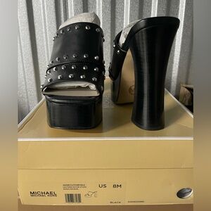 Michael Kors Jagger Black Studded High Heel Mules